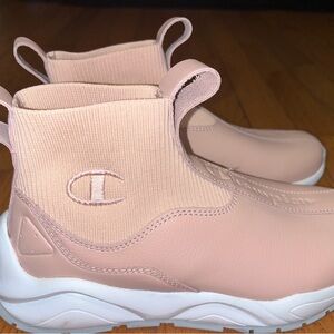 Champion Pink and White High-Top Sneakers